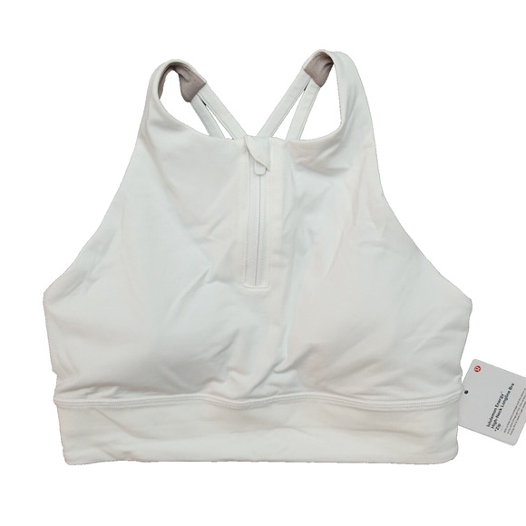 New Lululemon Size 14 Energy High Neck Longline Sports Bra Zip WHT White - Picture 1 of 11
